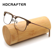 HDCRAFTER Retro Wood Glasses Frames with Clear Lens Plates Wooden Eyeglasses Frame for Women Men Computer Reading Plain Glasses 2024 - buy cheap