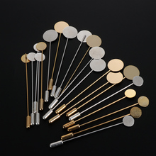 10pcs/set Gold & Silver Plated Simulated Pearl Alloy Copper Long Brooch Pin DIY Lapel Dress Jewelry Making Brooches Base/Tray 2024 - buy cheap