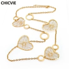 CHICVIE Vintage Gold Color Heart Necklace For Women 2017 Popular Long Necklaces & Pendants Statement Jewelry Collier Sne160126 2024 - buy cheap