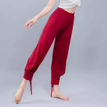 Женские свободные брюки из модала, широкие брюки для йоги, с углом, на шнуровке, для танцев, дышащие, удобные, мягкие, для фитнеса, спортивные, сексуальные штаны 2024 - купить недорого