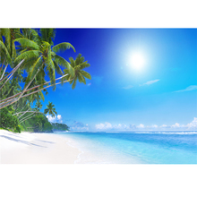 Фон для фотосъемки с изображением голубого неба и морского тропического пляжа пальмы детские летние праздничные задние каплевидные приморские свадебные живописные фоны для фотосъемки 2024 - купить недорого