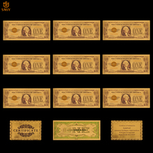 10 unids/lote de billetes falsos chapados en oro de 24k, billetes de 1 dólar, coloridos de ee.uu., colecciones de papel, Envío Gratis 2024 - compra barato
