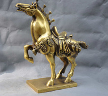bi001892 13" China Fengshui Zodiac Tang Warrior Horse Bronze Statue 2024 - buy cheap