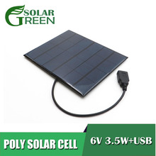 Mobile Phone Polycrystalline Solar Cell 3.5Watt 6Vdc Outdoor USB Solar Panel Battery Charger 5V USB output 2024 - buy cheap