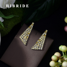 HIBRIDE Luxury Popular Geometric Design Stud Earring Mirco Paved AAA Cubic Zircon Women Wedding Earring Fashion Jewelry  E-420 2024 - buy cheap