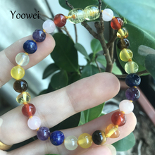 Yoowei novo colar/pulseira âmbar para mulheres, para bebês, coloridos, pedras preciosas naturais, adultos, âmbar báltico 2024 - compre barato