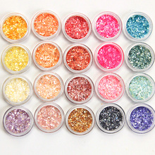 Glitter para arte em unhas, decoração de esmalte em gel uv, pó brilhante para unhas, lantejoulas para manicure, flocos de unhas, 3d, faça você mesmo, enfeite fino, 1 caixa 2024 - compre barato