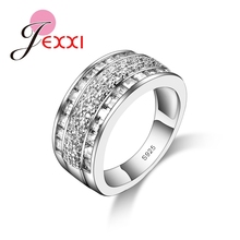 Girls Jewelry Rings 925 Sterling Silver With Full White Crystal Stone Round Design For Women Fine Jewelry Accessories 2024 - buy cheap