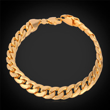 Kpop Men Bracelets Bangles Gold Color Fashion High Quality Jewelry 22CM Long 8MM Width Men Chain Bracelet H021 2024 - buy cheap
