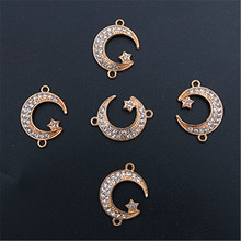 8pcs Kc Gold Handmade Rhinestones Curved Moon Connector Fashion Bracelet Necklace DIY Charm Metal Jewelry Making 24*18mm A1402 2024 - buy cheap
