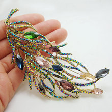Long Feather Brooch Pin Multi-color Luxurious Rhinestone Crystal Pretty Brooches Pin For Party Jewelry 2024 - buy cheap