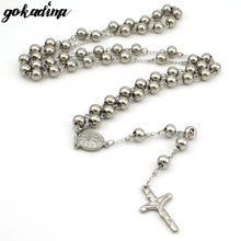 Gokadima 8 мм, Рождественская религиозная бижутерия, ожерелье из нержавеющей стали для мужчин, ожерелье-четки из бусин WRN03 2024 - купить недорого