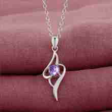 Фиолетовое циркониевое блестящее серебряное ожерелье с серебряным кулоном/CHTDAKJG EKYLMKQA 2024 - купить недорого