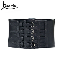 women vintage wide leather Belt new brand metal buckle elastic waistband female leather rivet Fetish Corset belt Straps 2024 - buy cheap