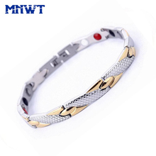 MNWT Health Energy Magnetic Ion Germanium Bracelet Men Pulseras Fashion Hombre Stainless Steel Bracelets For Women Male Gift 2024 - buy cheap