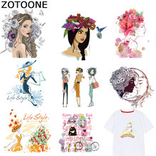 ZOTOONE Fashion Girls Patches Flower Stickers Iron on Transfers for Clothes T-shirt Heat Transfer DIY Accessory Appliques F1 2024 - buy cheap