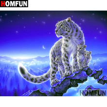 HOMFUN-pintura de diamante 5D DIY "Animal leopard", bordado 3D, regalo de punto de Cruz, decoración del hogar, A02058 2024 - compra barato