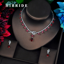 HIBRIDE Luxury Colorful Full Cubic Zircon Women Jewelry Set Dubai Earring Necklace Set Jewelry Accessories N-686 2024 - buy cheap