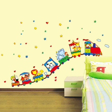 Cute Animal Train Wall Stickers Decal Vinyl Art Kids Baby Nursery Room Cartoon Decor Home Decor 2024 - buy cheap