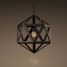 Vintage Industrial Edison Pendant  Chandelier Wrought Iron Polyhedron Art Deco Cage Rustic Cord Loft Coffee Bar Lamp 2024 - buy cheap