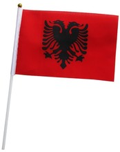 Bandeiras albânia de mão balançando, 14*21 cm, sinal pequena de faixa 2024 - compre barato