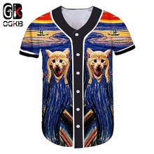 OGKB-Camiseta con cuello en V para mujer, camisa con estampado de gato y Animal, a rayas, 3d, de manga corta, hip-hop, de béisbol, nueva 2024 - compra barato