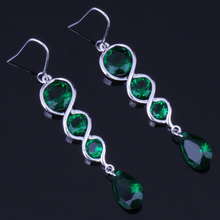 Candy Water Drop Green Cubic Zirconia Silver Plated Drop Dangle Earrings V0215 2024 - buy cheap