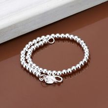 Pulsera chapada en plata 925, joyería 925, pulsera de cuentas de 6mm, H114 2024 - compra barato