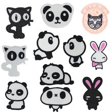 Cat Panda Rabbit Animal Patches Flower Stickers Diy Iron on Clothes Heat Transfer Applique Embroidered Applications Cloth Fabric 2024 - buy cheap