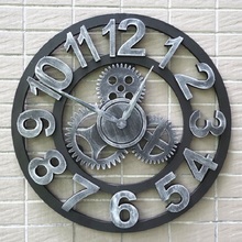 3d engrenagem de madeira do vintage relógio parede wandklok retro relógios cozinha pared relojes decoracion wanduhr decoração da casa redonda 2024 - compre barato