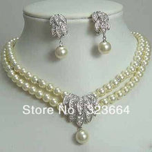 Hot Sell!  Fancy Bridal Jewellery 7-8MM white Pearl Necklace Earring 2024 - buy cheap