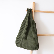 Bolsa de mão feminina lã de tecido, bolsa de ombro crochê 2024 - compre barato