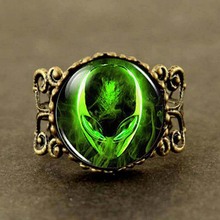 Steampunk Space Alien Universe UFO Galaxy Ring glass 1pcs/lot mens women jewelry dr who 2017 2024 - buy cheap
