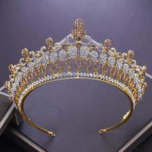 Tiara de boda con diamantes de imitación doradas, corona de cristal de Reina, tocado de cabeza de novia ML622, novedad de 2018 2024 - compra barato