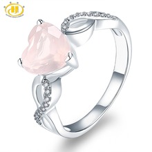 Hutang anel feminino de prata esterlina 925, anel com cor sólida de quartzo rosa, joia elegante, amor infinito 2024 - compre barato