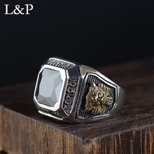Мужское регулируемое кольцо из серебра 925 пробы с черным цирконием 2024 - купить недорого