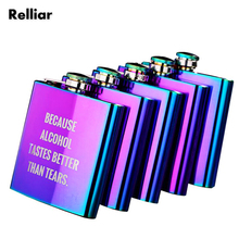 Relliar-Petaca de acero inoxidable para mujer, 21 estilos, 8oz/6oz, colorida y rosa, portátil, de bolsillo, para whisky, Invierno 2024 - compra barato