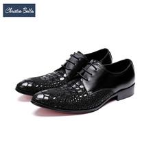Christia Bella British Classic Genuine Leather Men Oxford Shoes Business Wedding Formal Dress Shoes Lace Up Men Brogue Shoes 2024 - buy cheap