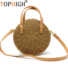 TOPHIGH Round Straw Beach Bags Vintage Woven Shoulder Rattan Bohemian Summer Wicker handbag women tote designer brand Bag 2024 - buy cheap