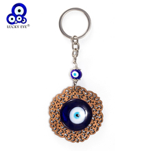 Lucky Eye Flower Charms Keychain Creative Wood Carving Keychain Glass Evil Eye Key Chain For Women Men Jewelry EY5327 2024 - buy cheap