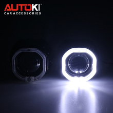 Autoki Super Bright LED Angel Eyes Halo +HID Car Projector Lens Headlight Bi-xenon Retrofit Kit Upgrade Mini 2.5'' 8.0 H1 H4 H7 2024 - buy cheap