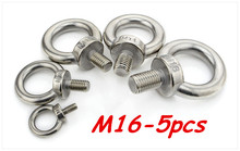 M16*25 304 Stainless Steel Lifting Eye Bolts Round Ring Hook Bolt 5pcs 2024 - buy cheap