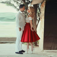 Falda de satén rojo de alta calidad para mujer, Falda Midi con cremallera, línea A, Plisado elegante 2024 - compra barato