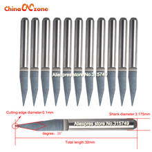 10pcs 3.175mm Tungsten Milling Cutter Carbide 1/8" Shank 20 Degree R0.1 PCB Engraving CNC Tools Bits End Mill 2024 - buy cheap