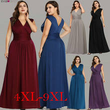 Plus Size Evening Dresses Long Ever Pretty EZ07661 Elegant Navy Blue V-neck A-line Chiffon Sleeveless Formal Wedding Party Dress 2024 - buy cheap