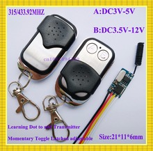 O Envio gratuito de Mini interruptor Remoto 3 V 3.6 V 4.5 V 5 V 6 V 7.4 V 9 V 12 V Micro Sem Voz Mos Receiver 2 Transmissor fonte de Alimentação Da Bateria RX