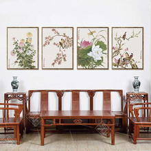 Pôsteres e impressões de paisagem tradicionais chineses, pinturas decorativas de flor de pássaro a mão livre, tela, imagem de arte de parede, decoração de casa 2024 - compre barato