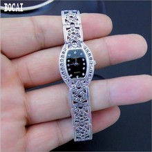 Conjunto de reloj de plata esterlina 925 con piedra, reloj retro de plata, reloj femenino con temperamento 2024 - compra barato