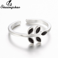 Shuangshuo Personality Minimalist Black Leaf Enamel Adjustable Rings For Women  High Quality Creative Fashion Jewelry Gift 2024 - buy cheap
