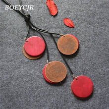 BOEYCJR Circle Alloy Red Color Wood Pendant Necklace Rope Chain Vintage Jewelry Fashion Design Necklace for Women Gift  2024 - buy cheap